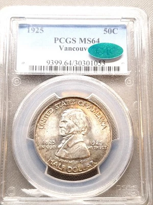 1925 50C Vancouver PCGS/CAC MS64 - Classic Silver Commemorative - Image 1 of 4