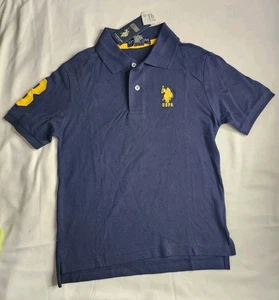 Polo Ralph Lauren camicia ragazzo taglia 8 Big Pony #3 manica corta blu navy - Foto 1 di 5