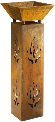 Dekosäule Dekoständer Pflanzsäule mit Schale 33x33x89 cm Rostoptik aus Metall - Bild 1 von 4