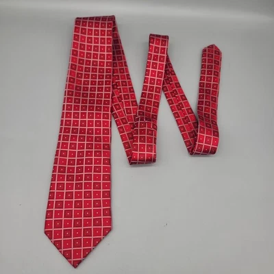 Галстук Donald Trump Signature Collection красный квадратный геометрический шелк ручной работы 60 дюймов - Изображение 1 из 4