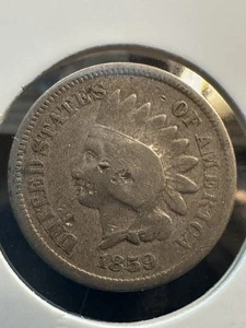 1859 Indian Head Cent US AG Damaged 1st Year Issue Pre-Civil War Rare Coin Type - Bild 1 von 2