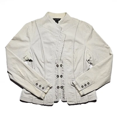 CHAQUETA BLAZER WHITE HOUSE BLACK MARKET GRIS CLARO PLATA TERCIOPELO MUJER TALLA 14 Foto 1 de 4