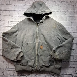 Vintage Carhartt Jacket J130 GVL Distressed Hooded Quilt Lined Jacket Size L LESEN - Bild 1 von 20