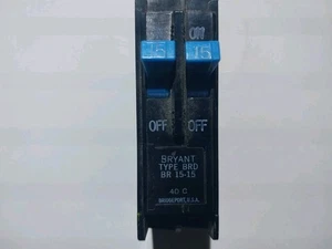 Bryant BR1515 15 /15 Amp Plug In TWIN POLE TYPE BRD Circuit Breaker 40 C - Picture 1 of 5