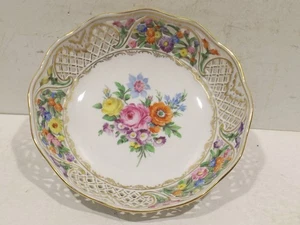 antike Dresden Saxony handbemalte Durchbruch Schüssel Dm. 21cm Franziska Hirsch - Bild 1 von 5