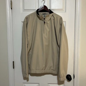 NWT Pebble Beach Performance Windbreaker Jacket Sz Large 1/4 Zip Tan Golf - Picture 1 of 17
