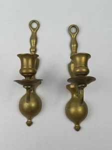 Vintage Solid Brass Wall Sconces Wall Decor Home Candle Holders 9.5in Set Of 2 - Picture 1 of 8