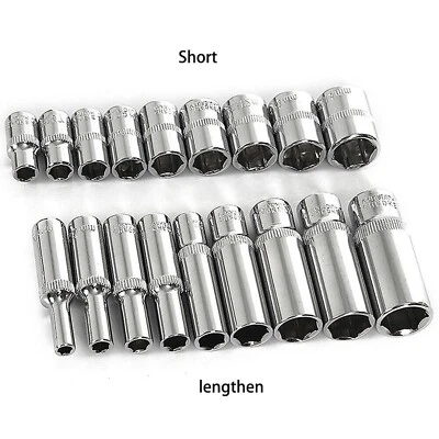 1/4" Socket Deep Drive 4mm-14mm Ratchet Deep Hex Sockets Cr-v Steel Long Reach - Image 1 of 4