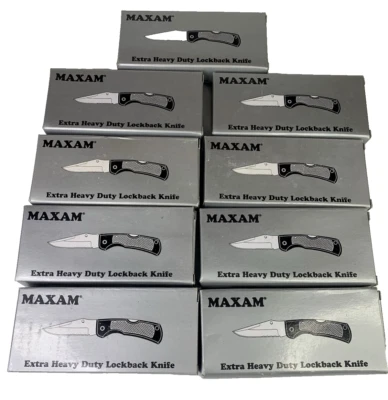 Maxam LOT Extra Heavy Duty Knife and Sheath x 9 knives VINTAGE New in Box - Image 1 of 4