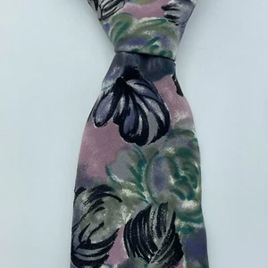 HALSTON Floral Pattern Mens Silk Tie USA Made Classic Formal Style 3.75"x57" - Picture 1 of 6