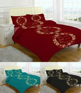 ASHER Love Brushed COTTON Flannelette Thermal Duvet Cover Bedding Set - Picture 1 of 4