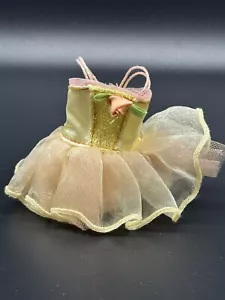 BARBIE Pink Label Yellow Dress Tutu W/ Peach Pink Colored Flower & Ruffle - Picture 1 of 6