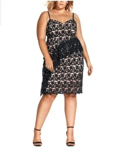 City Chic PLUS SIZE Trendy Illustrious Embroidered Lace Dress NWT 16 #1190 - Picture 1 of 4