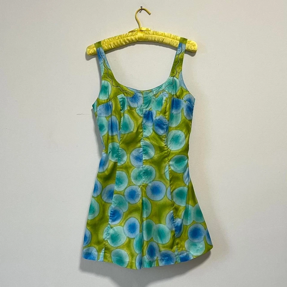 Gabar Nueva York Vintage Años 60 Lunares Verde Azul Mono Traje de Baño Mameluco Talla 18 Foto 1 de 4