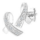 9Ct Gold Earrings Diamond Ribbon Womens Studs Earrings Jewellery By Elegano