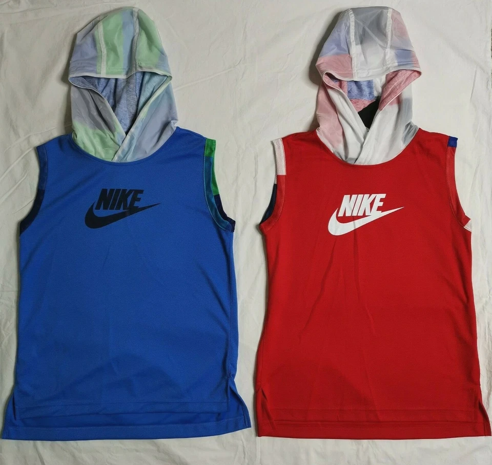 Nike Boys Youth Sleeveless Hooded Athletic Dri-fit Shirt Tank Cj8282 402 Size XL