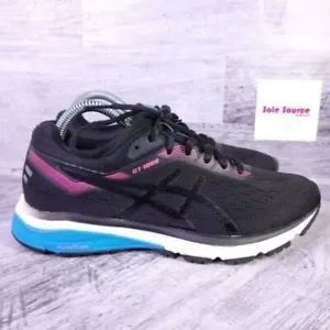 Asics GT 1000 Flyte Mesh Knit Foam Running Sneaker Black Pink Blue Women sz 7.5 - Picture 1 of 8