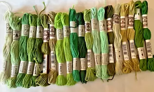 Needlepoint DMC Retors A Broder No.4 Thread France Lot of 20 Assorted Green New - Picture 1 of 4
