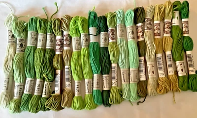 Needlepoint DMC Retors A Broder No.4 Thread France Lot of 20  Assorted Green New - Image 1 of 4