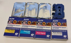 4x Alps PHOTO ink cartrige Cassette SET Farbband Magenta Yellow Cyan Overcoat - Picture 1 of 3