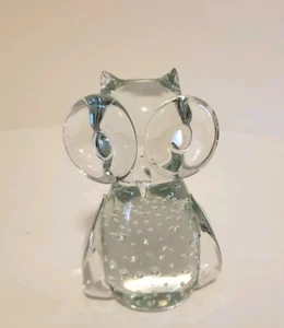 Estatuilla de búho de vidrio artístico pisapapeles estatua ojos grandes pico puntiagudo burbuja controlada - Imagen 1 de 6