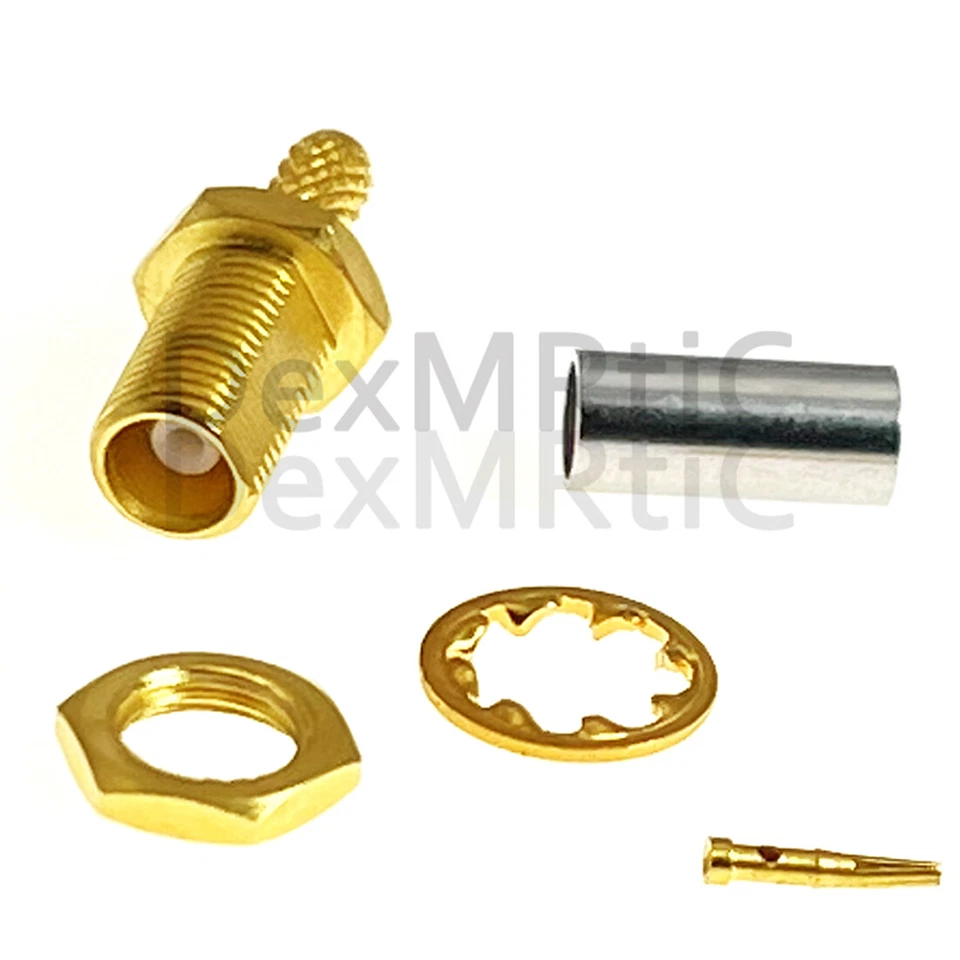 1PC MCX female nut bulkhead connector  crimp for RG316 RG174 cable goldplated  - Image 1 of 4