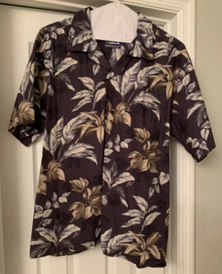 Vintage Green Palmwave Mens 100% Cotton Hawaiian Shirt ~ Size XL - Picture 1 of 3