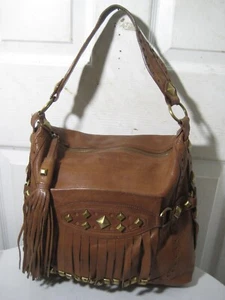 MICHAEL KORS Schultertasche braun Leder Fransen Nieten groß Made in Italy. - Bild 1 von 23