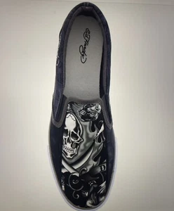 Ed Hardy Vance Graphic Skull Slip-on Sneaker Mens Size 11 Brand New In Box - Picture 1 of 7
