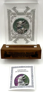2022 2 oz Germania Beasts Fenrir Silver Round Ultra High Relief W/BOX and COA - Picture 1 of 9