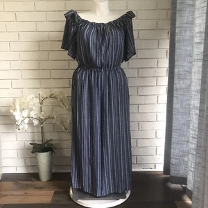 Denim Stift gestreifter Pullover schulterfrei Overall Größe 16 AUW Strampler - Bild 1 von 15