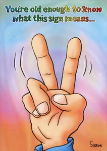 Two Fingers Funny Birthday Card - Greeting Card by Oatmeal Studios - Picture 1 of 2