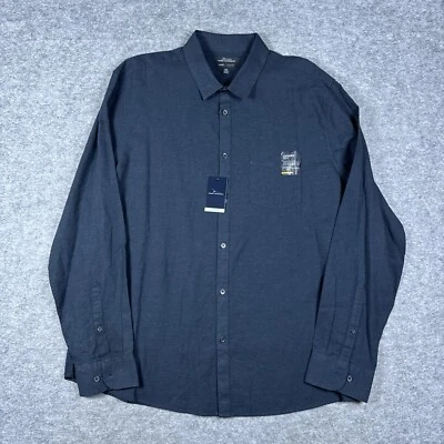 Marc Anthony Shirt Mens XXL Black Luxury Soft Button Up Linen Cotton Blend - Image 1 of 4