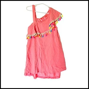 Hannah Banana Girls Coral Pink Ruffled Sundress Dress Tassels Size 12 Lined - Picture 1 of 11