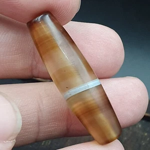 Antique Old Yemeni Agate Natural Rare pattern Banded Agate Bead 36.7mm BD-10 - Picture 1 of 11