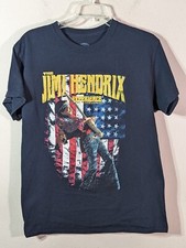 The Jimi Hendrix Experience Woodstock S/M Black American Flag Classic Rock Tee 