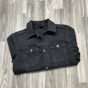 H&M Button Down Collared Long Sleeve Black Denim Jean Jacket Boys Size 12 - Picture 1 of 10
