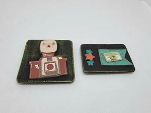 Handmade Mixed Media Camera Magnets Set Of 2 Photography - Picture 1 of 2