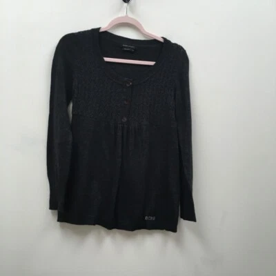 Cárdigan suéter gris jaspeado manga larga cuello redondo Bcbgmaxazria para mujer M Foto 1 de 4