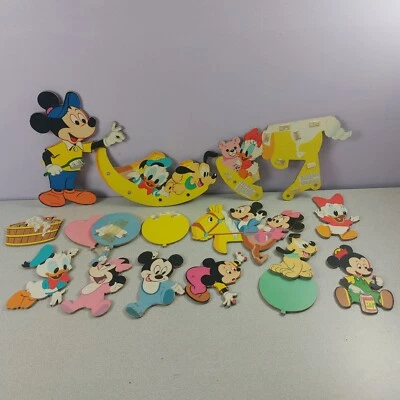 Lote 16 Disney Cartón Prensado Decoración Pared Bebé Guardería 1984 Mickey Mous En muy buen estado leer Foto 1 de 4