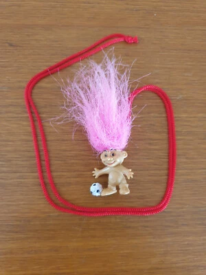 Petit collier figurine troll vintage orignal années 90 rare pendentif - Photo 1/4