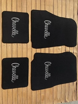 Tapetes de assoalho de veludo preto conjunto de 4 1968-72 para Chevy Chevelle - Imagem 1 de 3