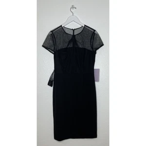 JS Collections Women’s Black Illusion Sheath Cocktail Dress Size 8 NEW - Picture 1 of 5