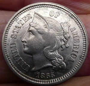 1865 3 CENT NICKEL BU - Picture 1 of 2