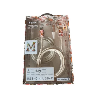 Mia Charro 2-Pack Charge & Sync Braided Cables USB-C To USB-C 4 Feet & 6 Feet - Image 1 of 4