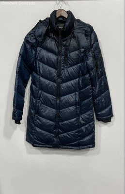 Andrew Marc Womens Blue Long Sleeve Hooded Full-Zip Puffer Jacket Size M - Image 1 of 4