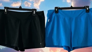 Set Nike Dri-Fit Damen schwarz blau tailliert Sportshorts Größe Large Nike Logo - Bild 1 von 14