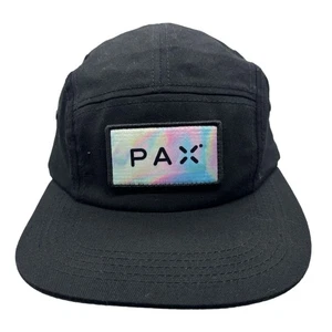 PAX Life Black 5 Panel Hat Adjustable Strapback Tie-Dye Logo Patch 100% Cotton - Picture 1 of 12