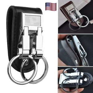 Edelstahl Gürtelschnalle Clip Schlüsselring Halter 2 Schlaufen Schlüsselanhänger Keychain - Bild 1 von 17
