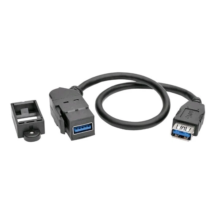 EATON U325-001-KPA-BK USB 3.0 Keystone/Panel Mount Coupler Cable (F/F), Angled - Image 1 of 1